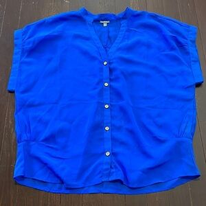 Women's Charlotte Russe Sheer Button Up Cap Sleeve Top Large